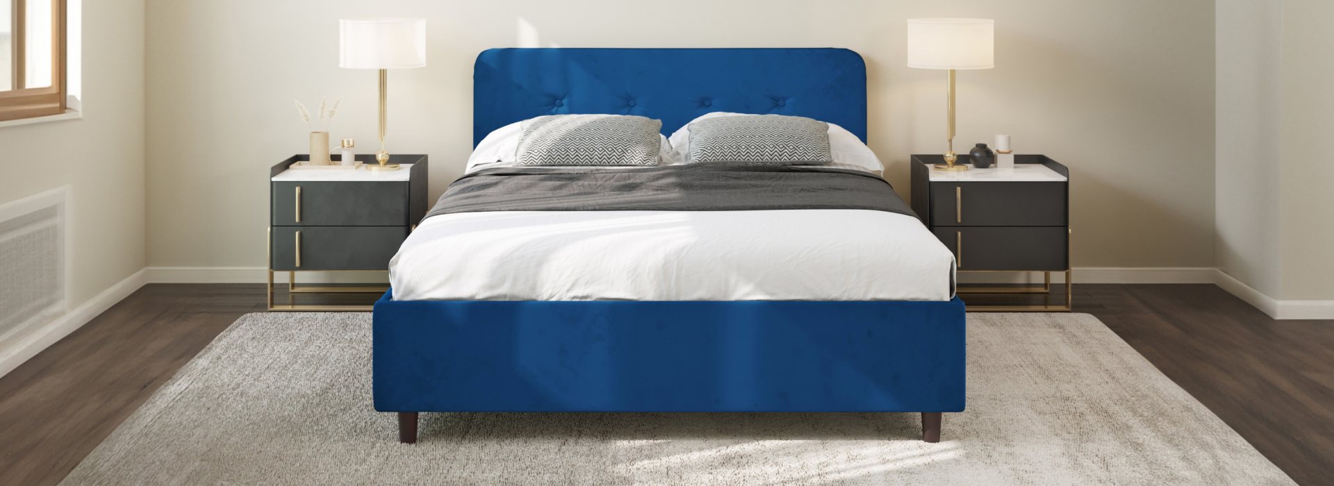 Кровать с изголовьем Blue Sleep Middle